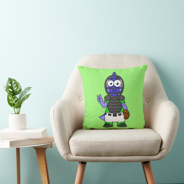 Cojín Decorativo Ilustracion De Un Catcher De Béisbol Parasauroloph (Silla)