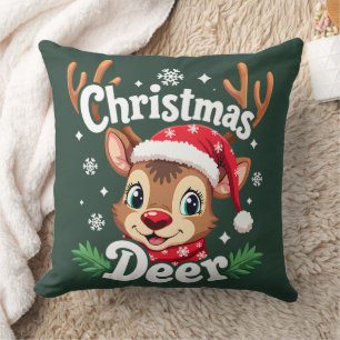 Cojín Decorativo Ilustracion de venado de Navidades hábiles