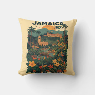 Cojín Decorativo Ilustración de viaje a Jamaica de estilo vintage