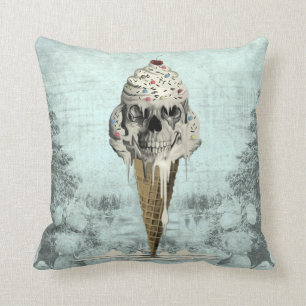 Cojín Decorativo Ilustracion del cono de helado del cráneo