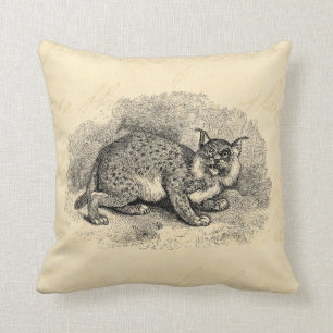 Cojín Decorativo Ilustracion del lince del gato de Bob de los 1800s