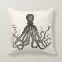 Ilustracion del pulpo del vintage en sepia