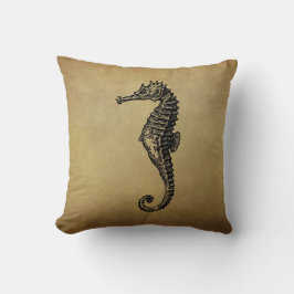 Cojín Decorativo Ilustracion del Seahorse del vintage