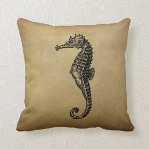Cojín Decorativo Ilustracion del Seahorse del vintage
