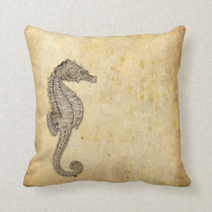 Cojín Decorativo Ilustracion del Seahorse del vintage