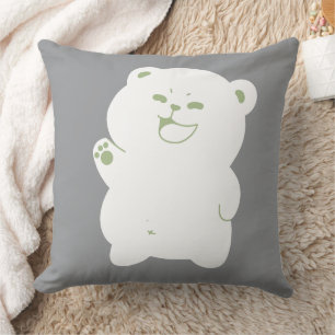 Cojín Decorativo Ilustración digital de oso sonriente y adorable