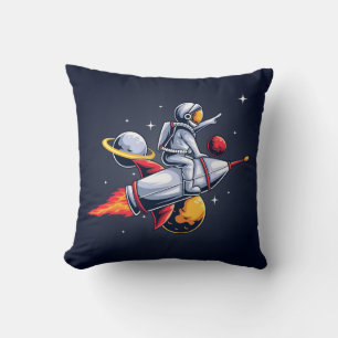 Cojín Decorativo Ilustración divertida de astronauta volando por el