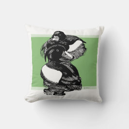 Cojín Decorativo Ilustración en blanco y negro de patos crestados