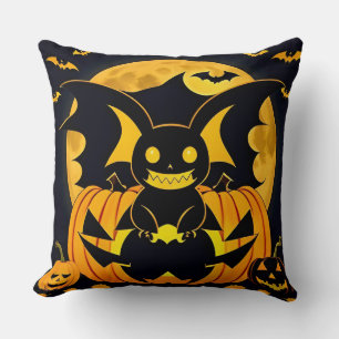 Cojín Decorativo Ilustración espeluznante de Halloween con murciéla