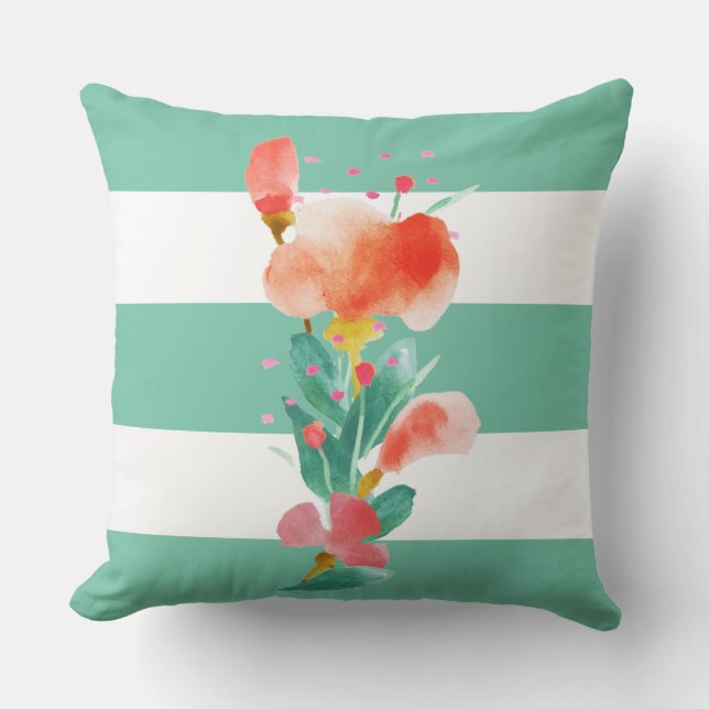 Cojín Decorativo Ilustracion floral acuarela de verano (Anverso)