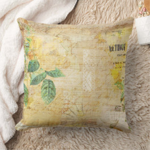 Cojín Decorativo Ilustración Floral Botánica Vintage