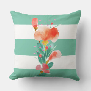 Cojín Decorativo Ilustración floral de acuarela de verano