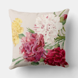 Cojín Decorativo Ilustración floral de clavel vintage