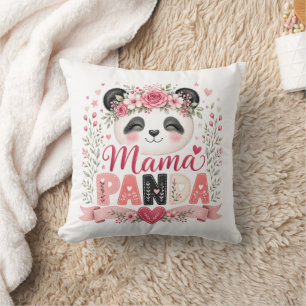 Cojín Decorativo Ilustración floral rosa de Mamá Panda y la materni