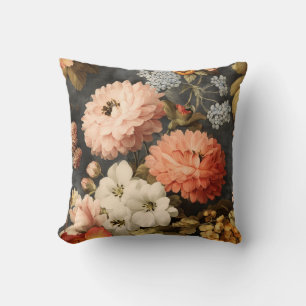 Cojín Decorativo Ilustración floral vintage con flores mixtas
