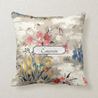 Cojín Decorativo Ilustración floral vintage - Flores clásicas retro