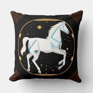 Cojín Decorativo Ilustración geométrica abstracta de caballo blanco