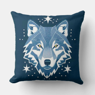 Cojín Decorativo Ilustración geométrica de lobo