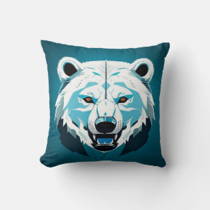 Cojín Decorativo Ilustración Geométrica de Oso Polar Feroz