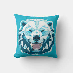 Cojín Decorativo Ilustración Geométrica de Oso Polar Feroz