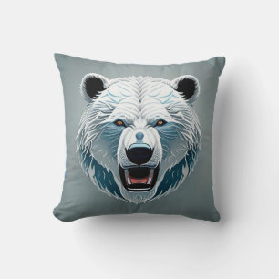 Cojín Decorativo Ilustración Geométrica de Oso Polar Feroz