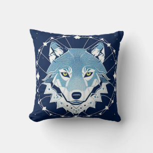 Cojín Decorativo Ilustración geométrica de un lobo