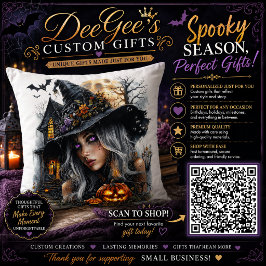 Cojín Decorativo Ilustración gótica de bruja de Halloween