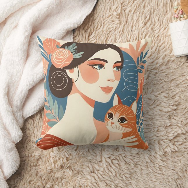 Cojín Decorativo Ilustracion gráfico de Cat Lady (Manta)