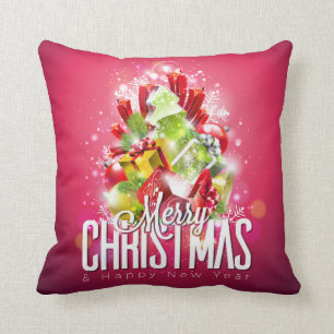 Cojín Decorativo Ilustracion gráfico de Navidades rojos modernos