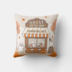 Cojín Decorativo Ilustracion Halloween Kawaii Ghost Barista