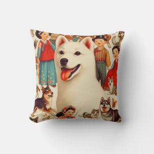 Cojín Decorativo Ilustracion Jindo coreano vintage