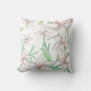 Cojín Decorativo Ilustracion Lirio Blanco