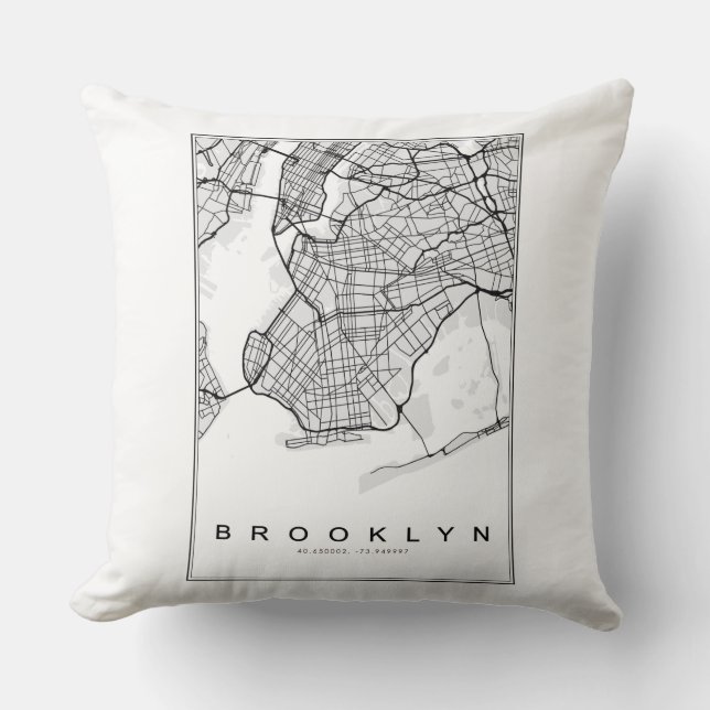 Cojín Decorativo Ilustracion Mapa de Brooklyn (Anverso)