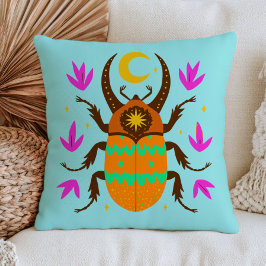 Cojín Decorativo Ilustración Moderna de Escarabajo Insecto Colorido
