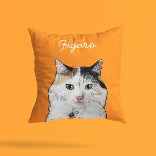 Cojín Decorativo Ilustración moderna de gato persa   Agregar nombre