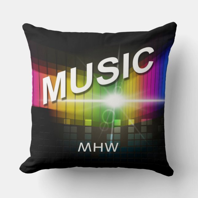 Cojín Decorativo Ilustracion musical personalizado monograma almoha (Anverso)