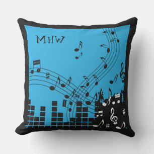 Cojín Decorativo Ilustracion musical personalizado monograma almoha