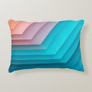 Cojín Decorativo Ilustracion naranja, rosa y verde azulado