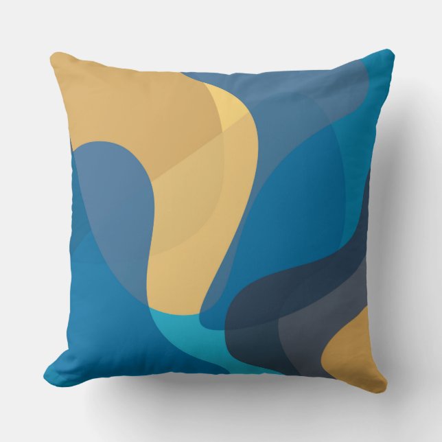 Cojín Decorativo Ilustracion ondulado azul, amarillo, fresco y mode (Anverso)