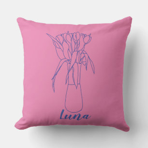 Cojín Decorativo Ilustracion Original De Tulip Line Moderna Para El