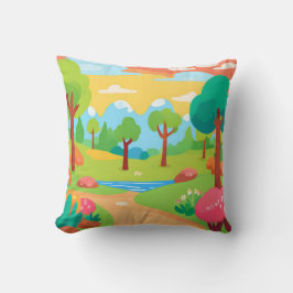 Cojín Decorativo Ilustracion paisajístico con árboles