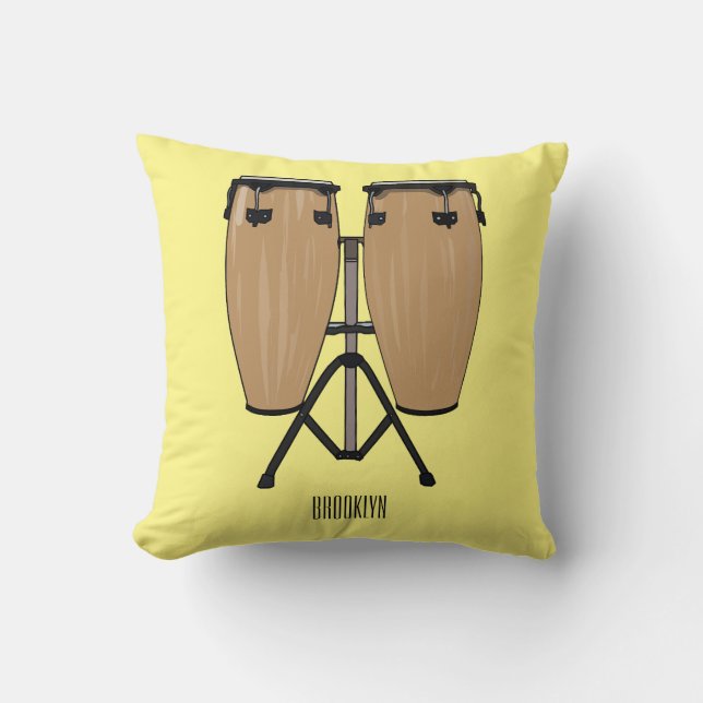 Cojín Decorativo Ilustracion personalizado Bongo drum (Anverso)