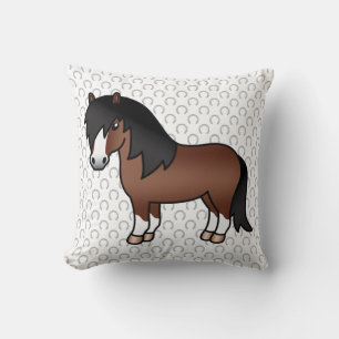Cojín Decorativo Ilustracion Personalizado Brown Shetland Pony Cute