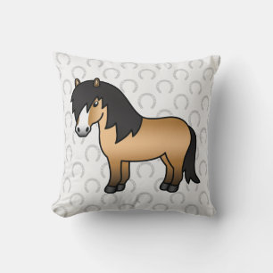 Cojín Decorativo Ilustracion Personalizado Buckskin Shetland Pony C