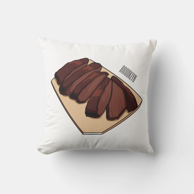 Cojín Decorativo Ilustracion personalizado de brisket de carne (Anverso)