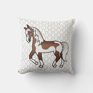 Cojín Decorativo Ilustracion Personalizado de Caballo Pinto Marrón