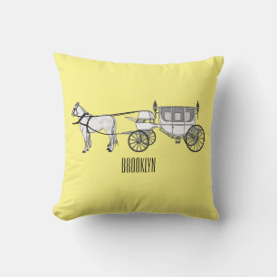 Cojín Decorativo ilustracion personalizado de caballos y carruajes