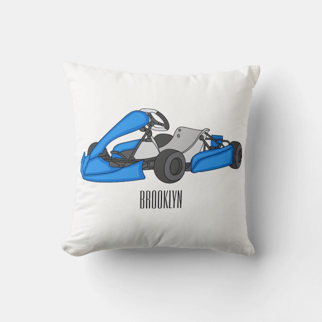 Cojín Decorativo Ilustracion personalizado de carreras de Kart (Anverso)