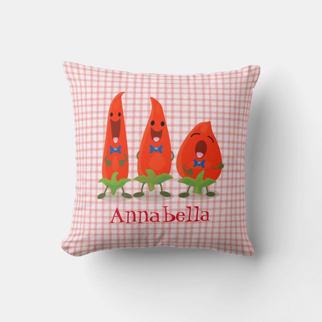 Cojín Decorativo Ilustracion personalizado de chiles cantantes (Anverso)