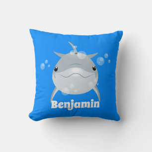 Cojín Decorativo Ilustracion personalizado de delfines kawaii